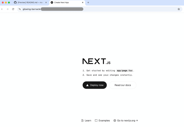 nextjsの初期ページ